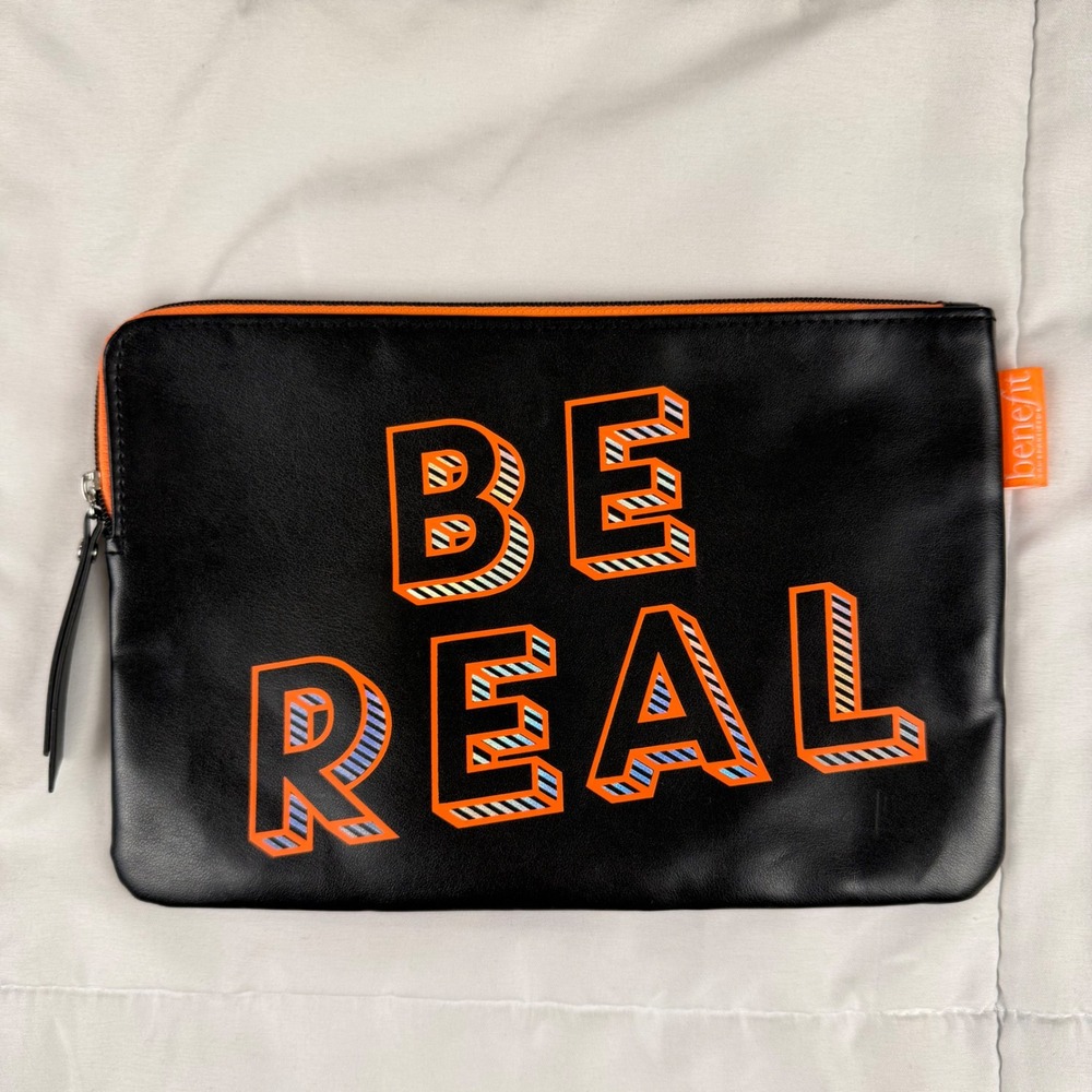 Benefit Makeup Bag OS Black Be Real Graphic Pouch